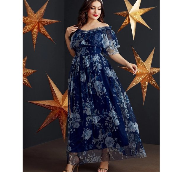 NWT Plus size off-the-shoulder maxi dress size 4XL - Picture 3 of 3